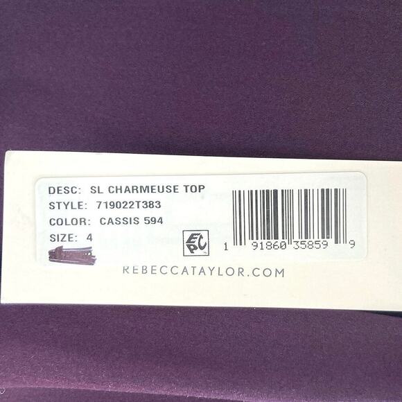 Rebecca Taylor Cassis Silk Charmeuse Top NWT  Jewel Tone Fall Dinner City Blouse - Picture 10 of 16